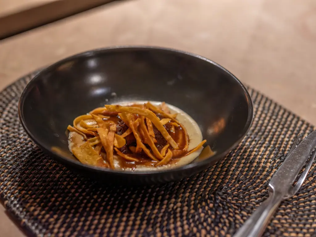 Delicious gourmet dish at Xalest restaurant in Palma de Mallorca